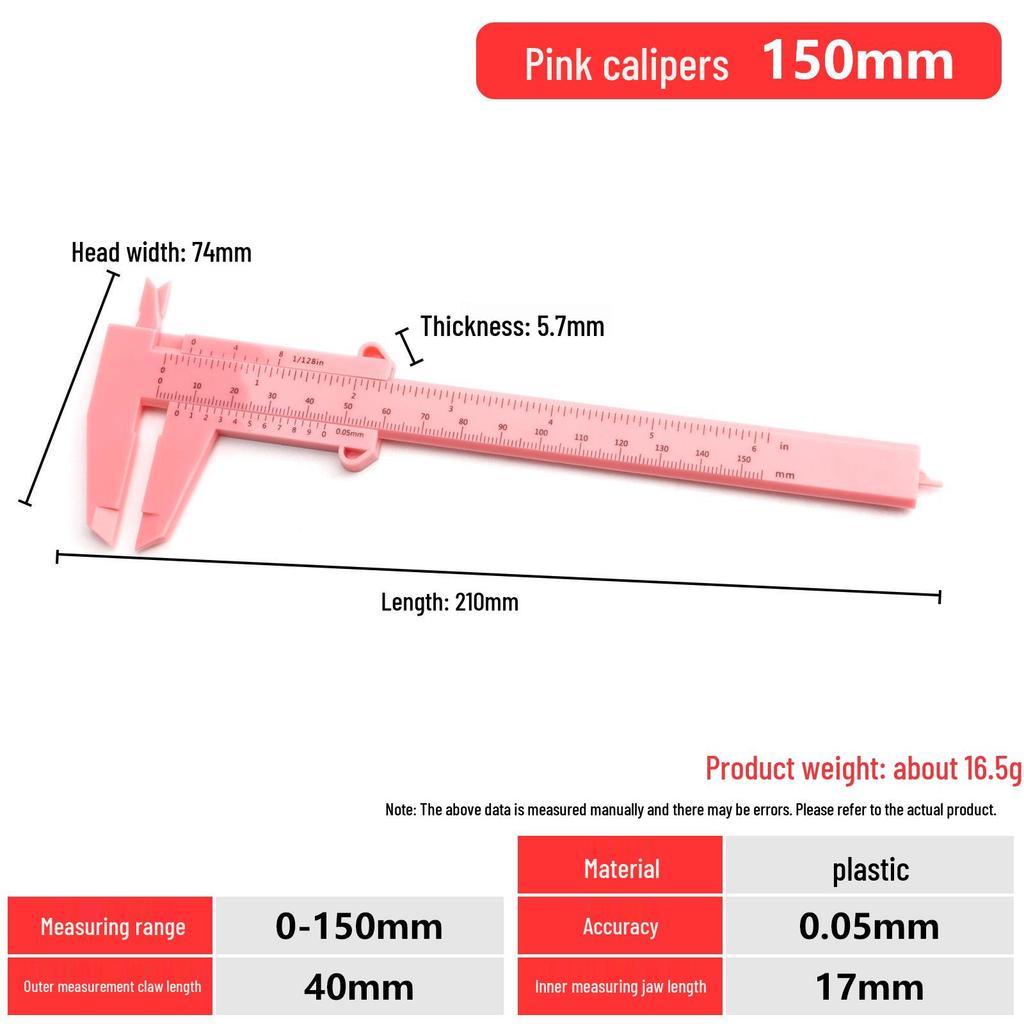 Mini Plastic Wenge-Walnut Bracelet Measuring Caliper for Students