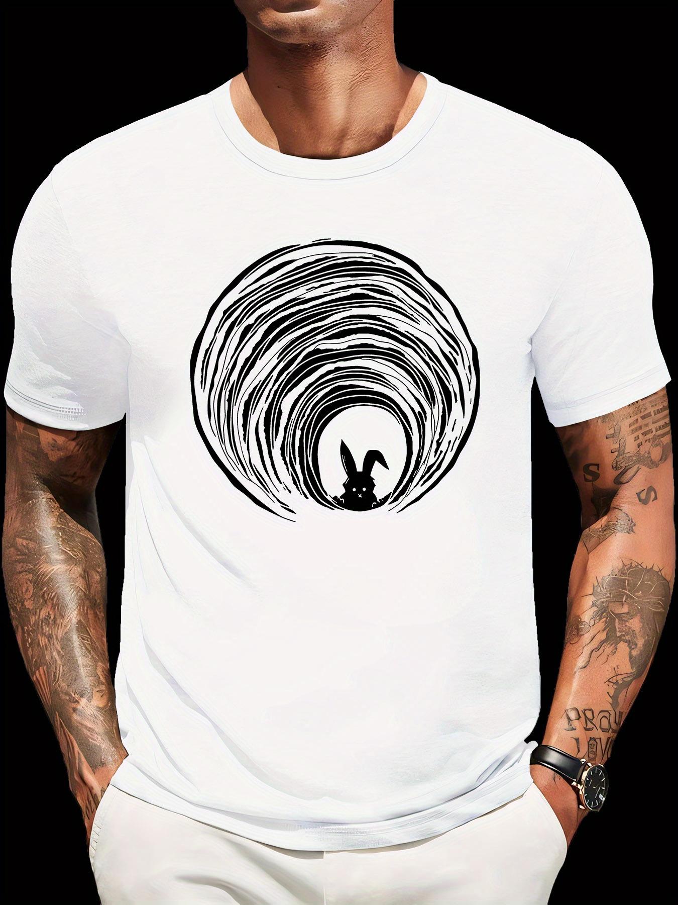 Black Casual Short Sleeve Tshirt with Rabbit Tunnel Silho... XL