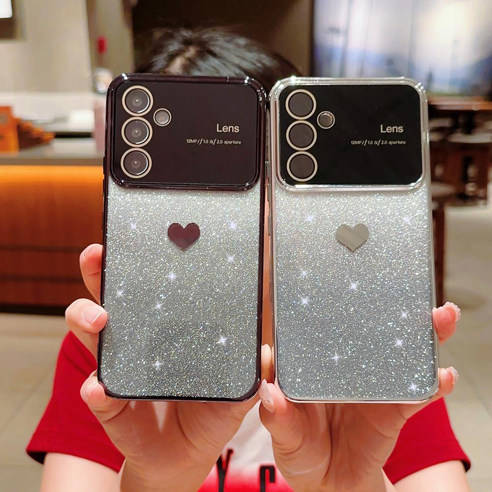

For Samsung Galaxy A14 5G/4G Electroplating Edge TPU Phone Cover Gradient Glitter Powder Cell Phone Case Silver