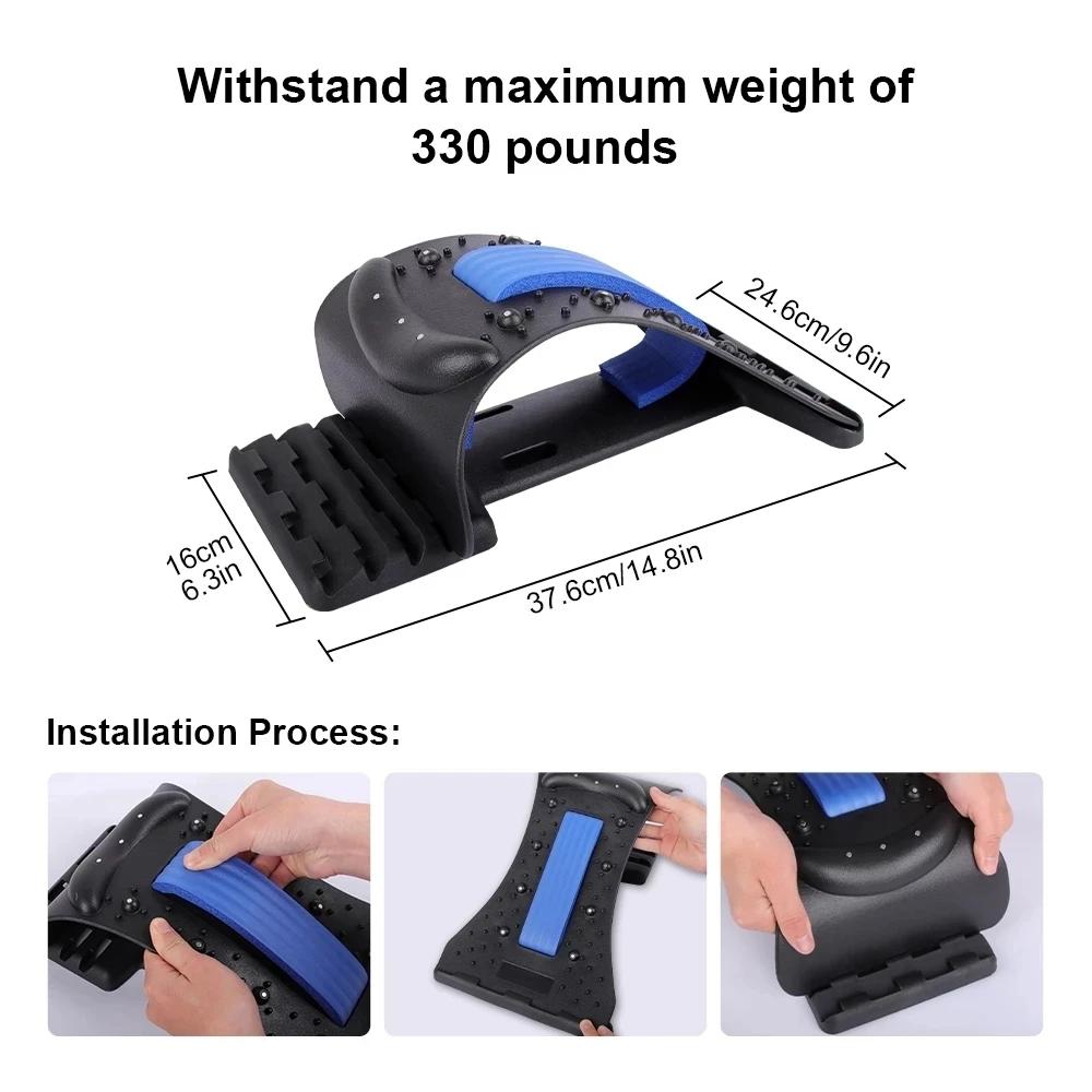 Back Stretcher Multi-Level Adjustable Back Cracker Board Lower Upper Lumbar Spine Support Pillow Waist Stretching Massage Device