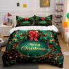 Merry Christmas Wreath Decor Bedding Duvet Cover Set Duvet Cover Pillowcases  (1*Duvet Cover 2*Pillowcases, Without Duvet Insert)