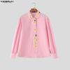 INCERUN Men Lapel Neck Long Sleeve Tie Up Buttons Up Floral Print Casual Shirts
