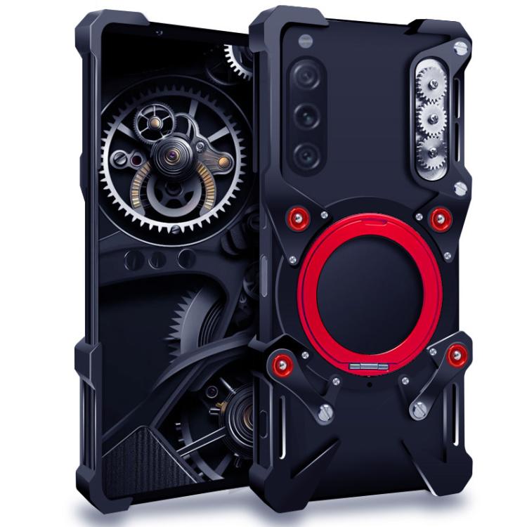 Rotating Bracket Hollow Metal Phone Case with Lanyard