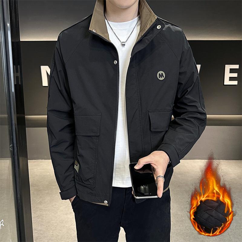 

Утепленная куртка для мужчин на осень и зиму, новая модная и универсальная молодежная свободная повседневная хлопковая куртка с воротником-стойкой для мужчин 4XL
