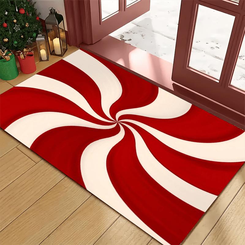 VIKAMA Christmas Candy Cane Doormat Snowman & Deer Welcome Carpet Outdoor Indoor Entryway Mat Living Room Rugs Home Decor