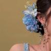 Temperament Blau Blume Haarklammer Entenschnabel Seitenhaarspange Spangen Reise Party Haarschmuck