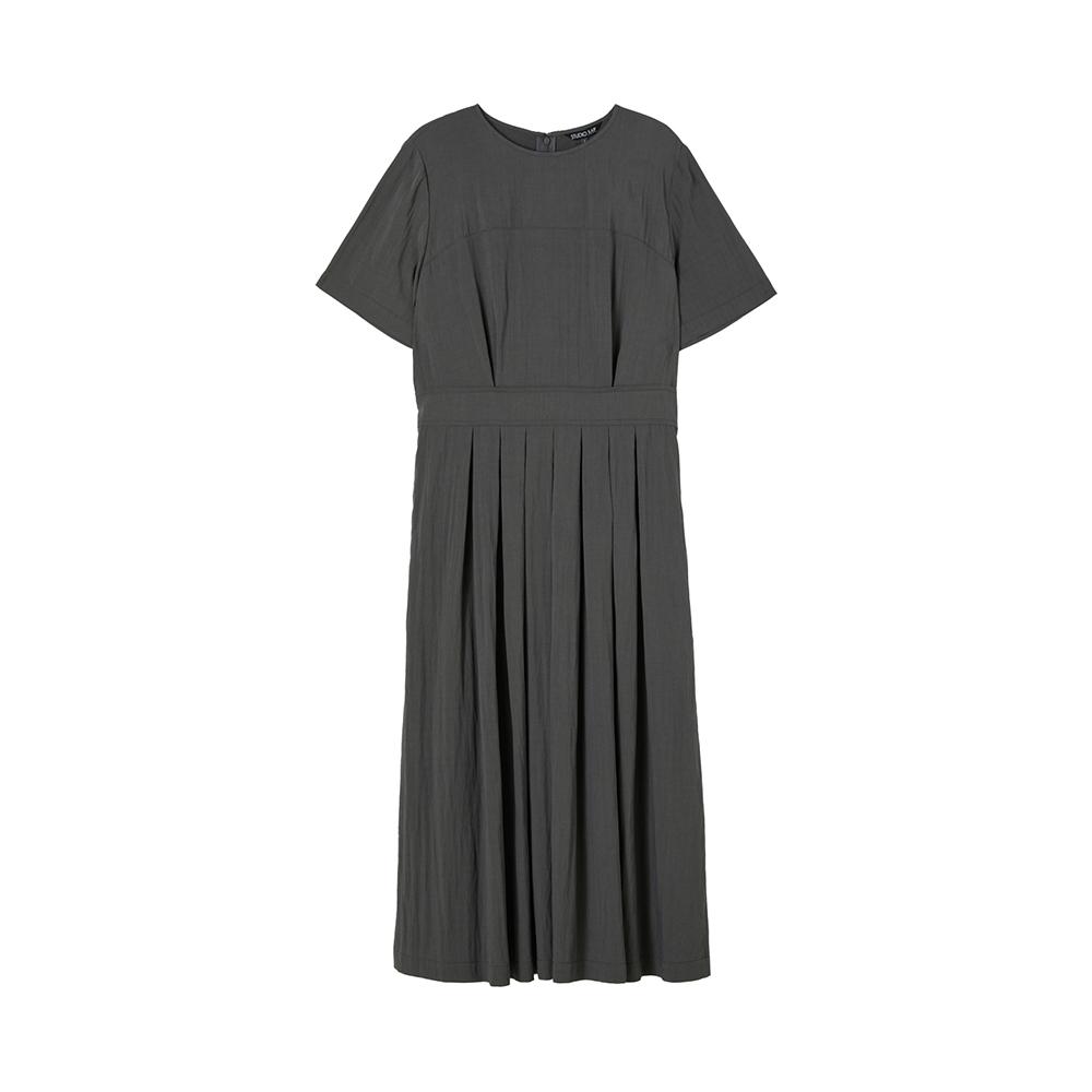 Rap Round Neck Belted Pleated Dress Ar2Wo569