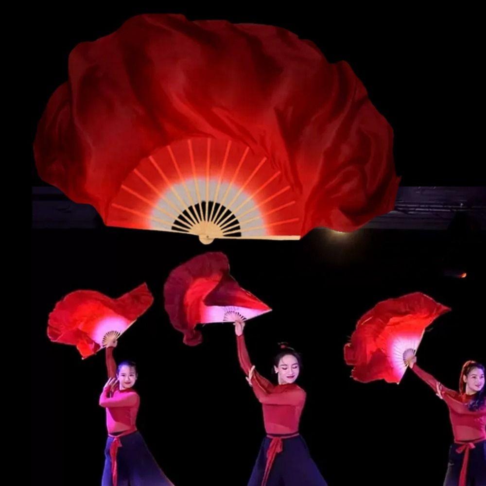 26/31cm Bamboo Chinese Short Bellydance Fan Hand Dye Adults Fan  Veil Pairs Yangko Dance Tools