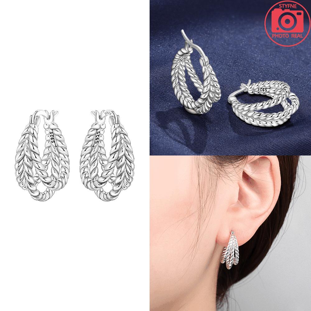 Basic Woven Rope Earring Classic Multi-layer Women Retro Earring Authentic Original Copper Metal Delicate Valentine Perfect Gift Anniversary Earring