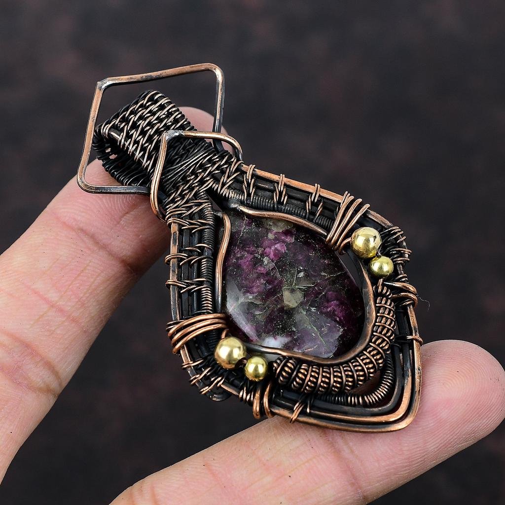 Pink Tourmaline Pendant Copper Wire Wrapped Pendant Gemstone Pendant Copper Wire Jewelry Handmade Pendant Engagement Gift Designer Pendant