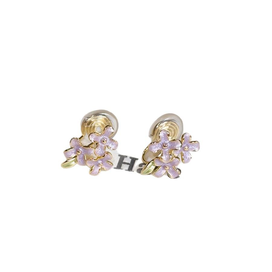 Silver needle dripping oil flower stud earrings Mori series fresh and sweet earrings women's fashion temperament gentle earrings design sense niche