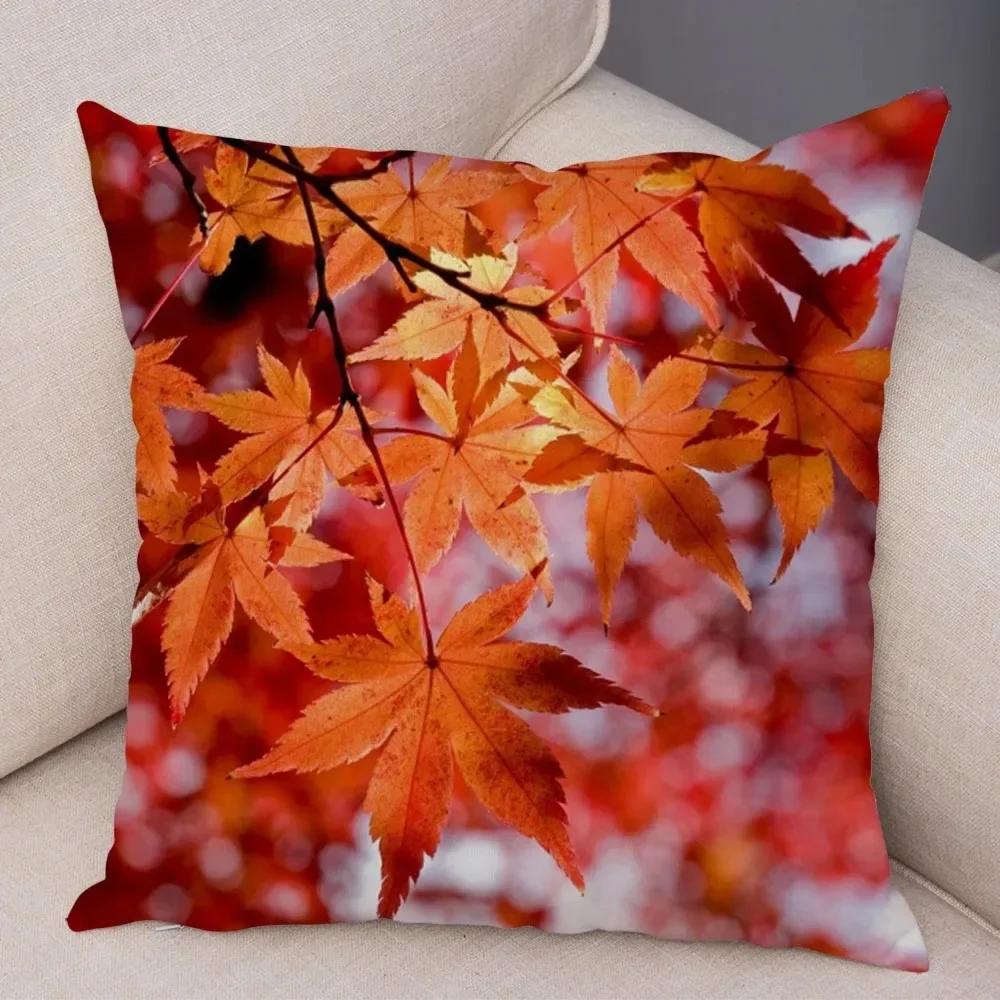 

Office Sofa Luxury Cushion Cover Autumn Trees Maple Leaf Flower Pattern Print Home Decor Pillow Cover 66x66cm бордовый