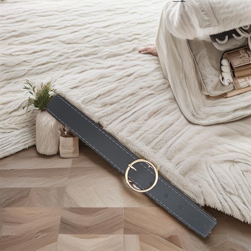 Chic Women's Simple Gold Buckle Waist Belt Elegant Pu Fabric For School And Everyday Wear