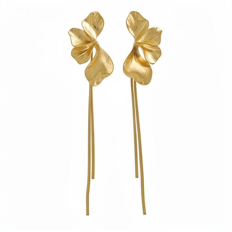 Floral Tassel Earrings Minimalist Luxury Ear Jewelry