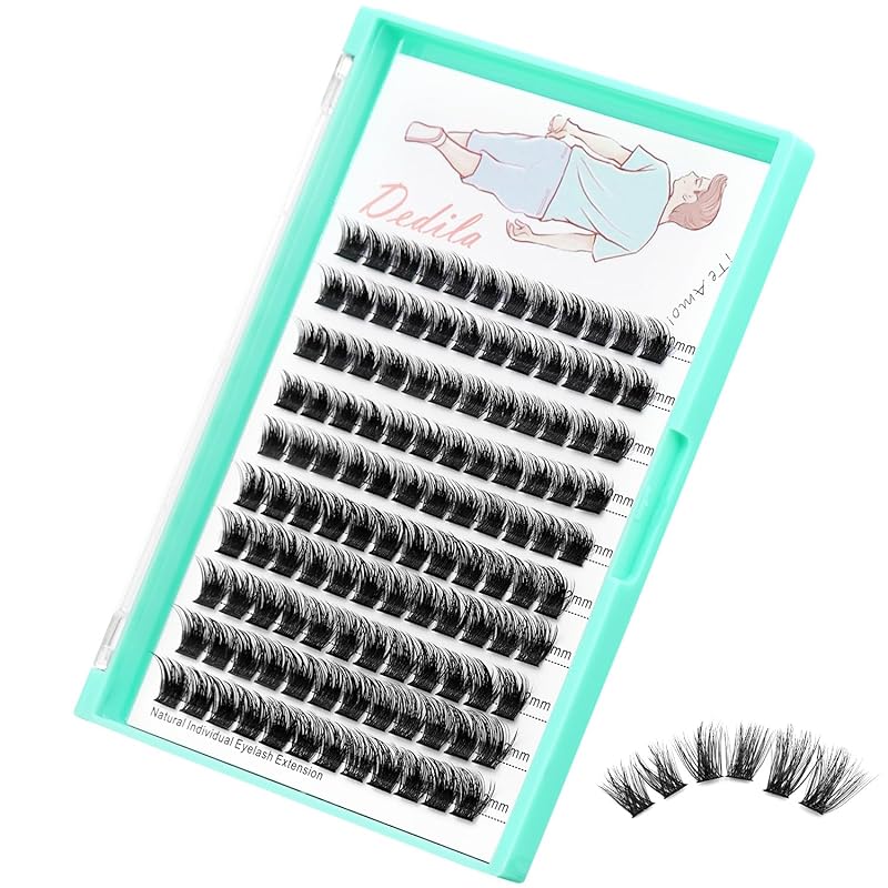 Large Tray-Grafted Wide Rod Individual False Eyelashes Thick Base 120 Cluster D Curly Hair Naturally Dense Eyelashes 8-20 Mm Optional (14 Mm)