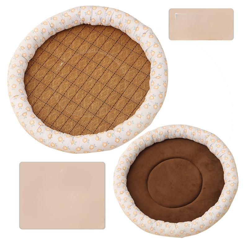 Round Cat Litter In Summer All Seasons Ice Silk Dog Litter for Puppy Teddy Dog Pad Pad Pet Supplies