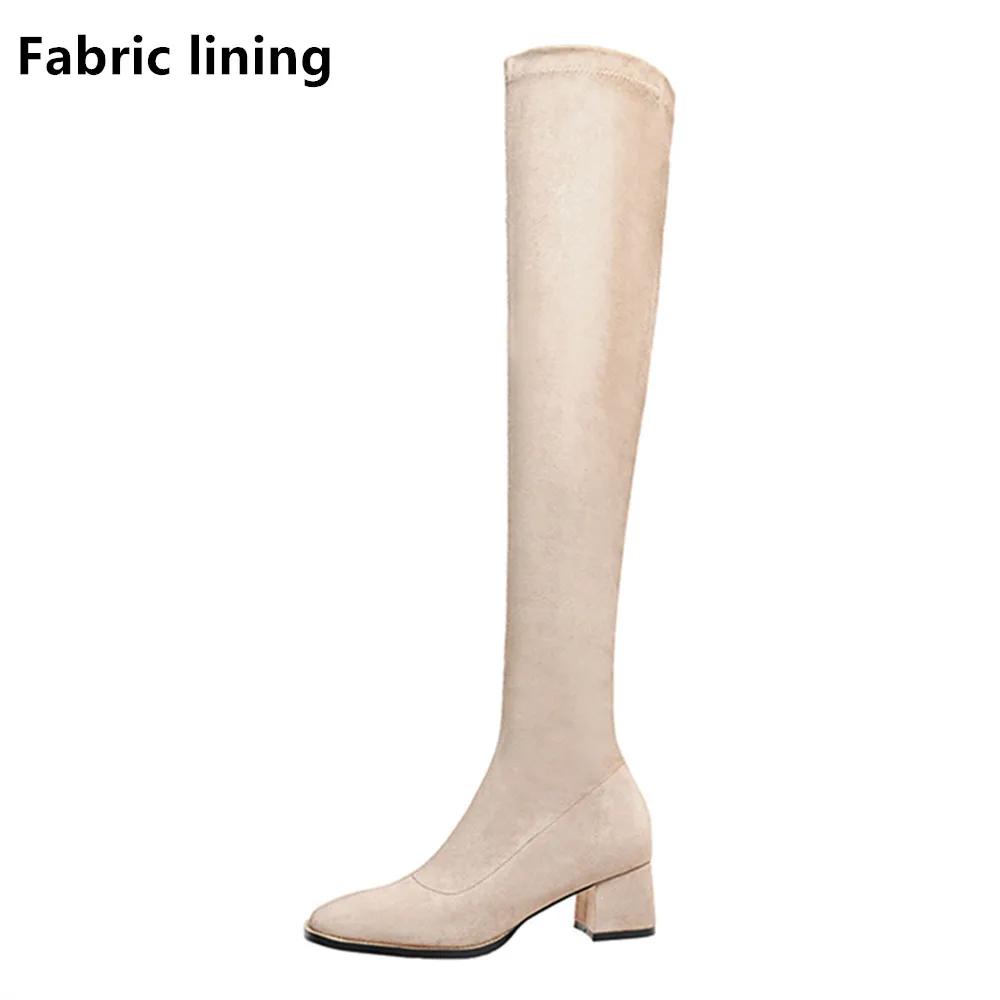 Fashion Fashion Over The Knee Boots Women 2025 Autumn Winter New High Botas Mujer Khaki Suede Pumps Sock Shoes High Heels Boots Black