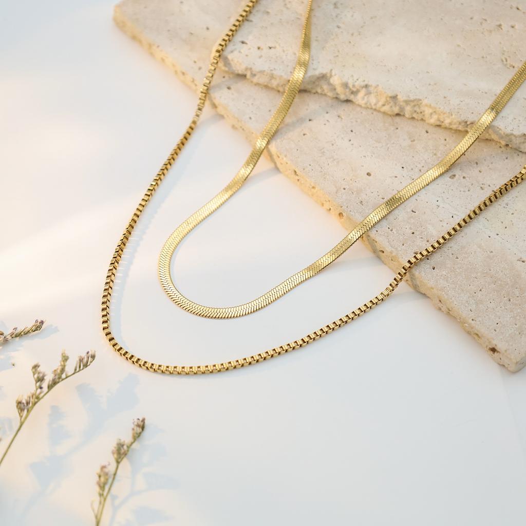 Wind Three Layers Stacked With Titanium Steel Necklace Women'S 18K Gold High-End Necklace Jewelry