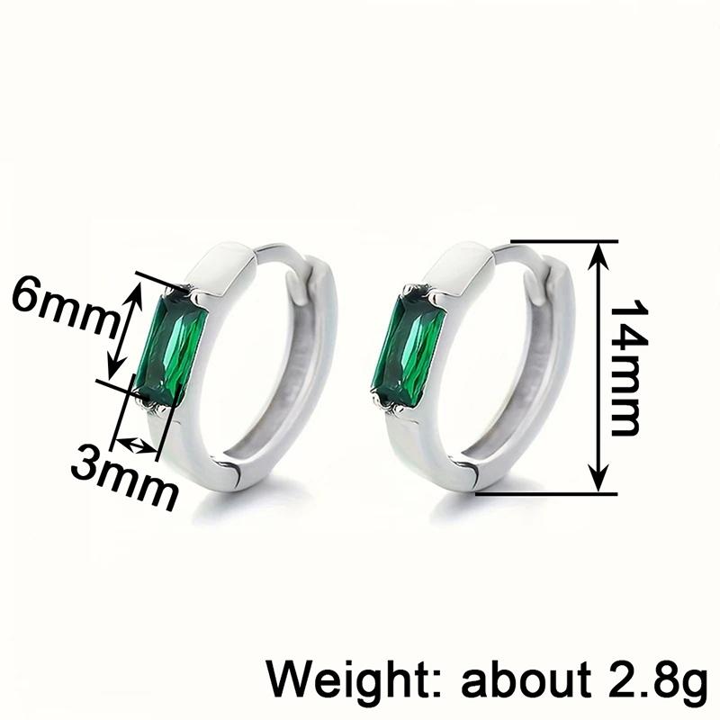 CAOSHI Fashion Gold Color/Silver Color Hoop Earrings for Women Green Geometric Cubic Zirconia Accessories Metallic Party Jewelry