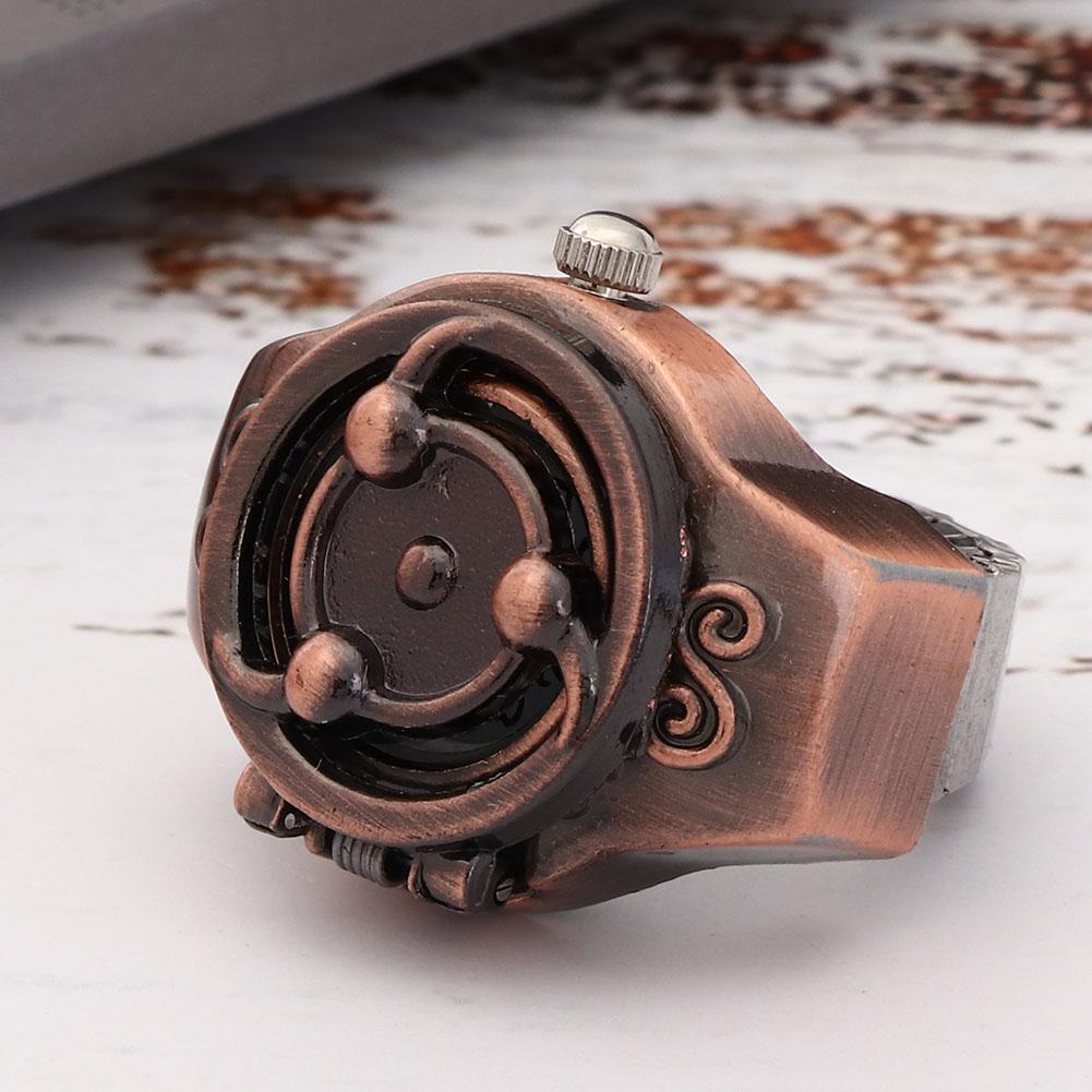Finger Ring Watch Flip Up Cover Vintage Anime Style Men Finger Quartz Watch(Red )