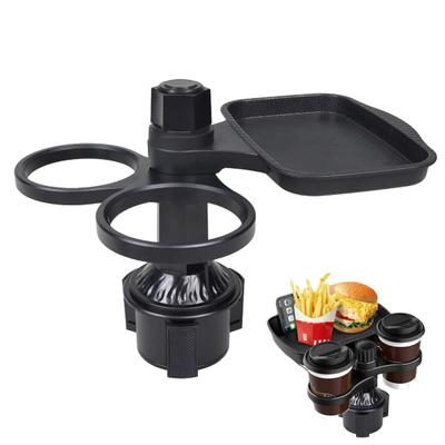 Car Cup Holder Expander Tray 360-Degree Rotation Anti-Shake Universal Easy To Install Car Food Tray Mobile Phone Holder