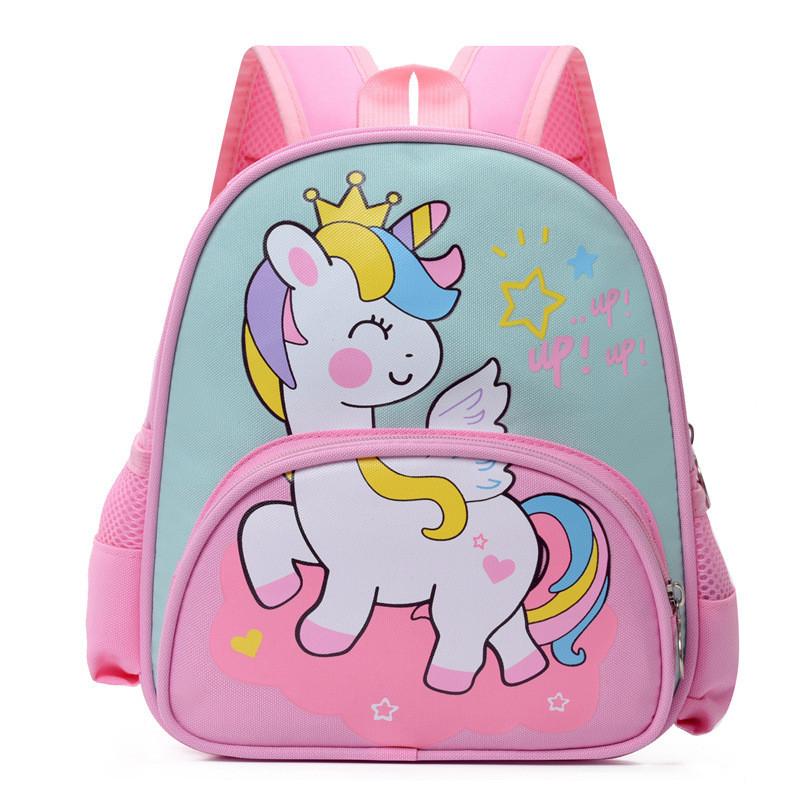 Cute Breathable Cartoon Double Shoulder Bag For Kids Comfortable Oxford Fabric