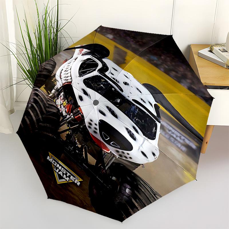 

Monster Truck Themed Travel Umbrella 8 Ribs Automatic Opening and Closing, Portable Folding Design, Compact and Stylish Umbrella Suitable fo