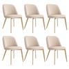 6 Dining Chairs, Comfortable and Breathable, Suitable for Dining Room, Living Room, Cafés etc., Modern Style, Velvet Fabric, Beige and Gold