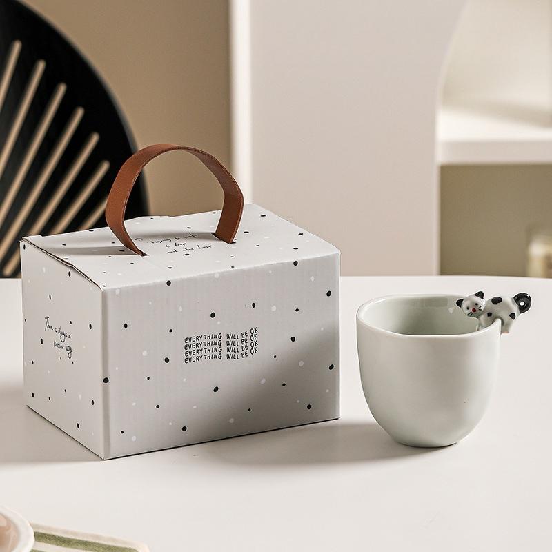 

Cartoon Animal Hand-Gripped Cup Ceramic Coffee Mug Cute Creative Couple Milk Tea Cups with Gift Box Household Drinkware Teaware 230ML