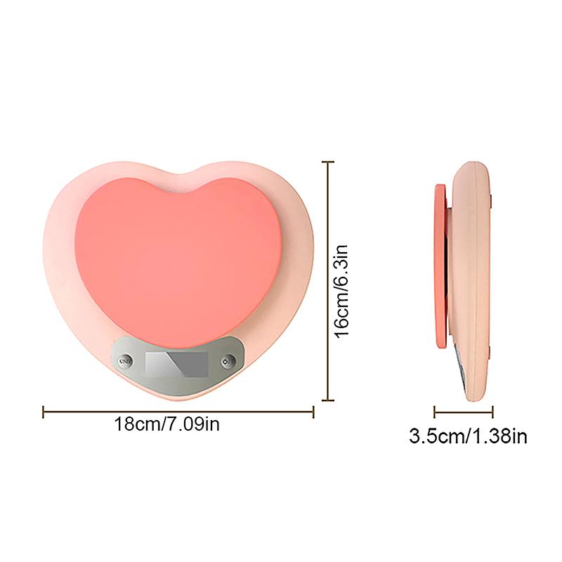 Mutfak Pişirme Tartısı Pembe Kalp Şeklinde Yüksek Hassasiyetli Dijital Tartı 5Kg/1G Lcd Elektronik Denge Ölçüm Aleti Mutfak Tartısı