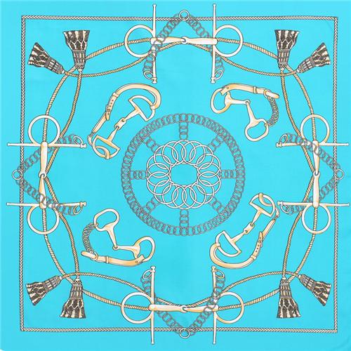 [POBING] 100% Silk Square Scarf Women  Brand Foulard NeckerChief High Quality Silk Horse Scarves Shawl Hijab Office Bandana