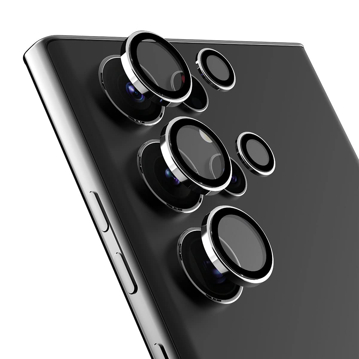 

arree совместим с Galaxy S23 Ultra Camera Эксклюзивная закаленная стеклянная пленка для защиты объектива Алюминиевая металлическая волосяная линия Твердость 9H Ударопрочный Samsung