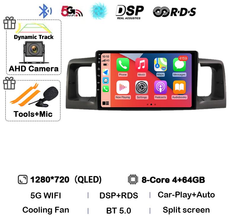 Android 14 Carplay Auto WIFI 4G Car Radio For Toyota Corolla E120 E 120 BYD F3 2007 2008 2009 2010 2011 Stereo Multimedia Player