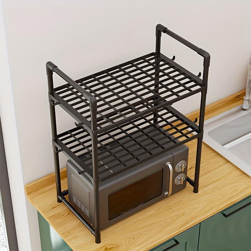 2-Tier Metal Kitchen Shelf, Countertop or Floor Storage for Spices, Utensils, Pots & Pans, Utensil Holder - Microwave & Double Oven Storage Organizer