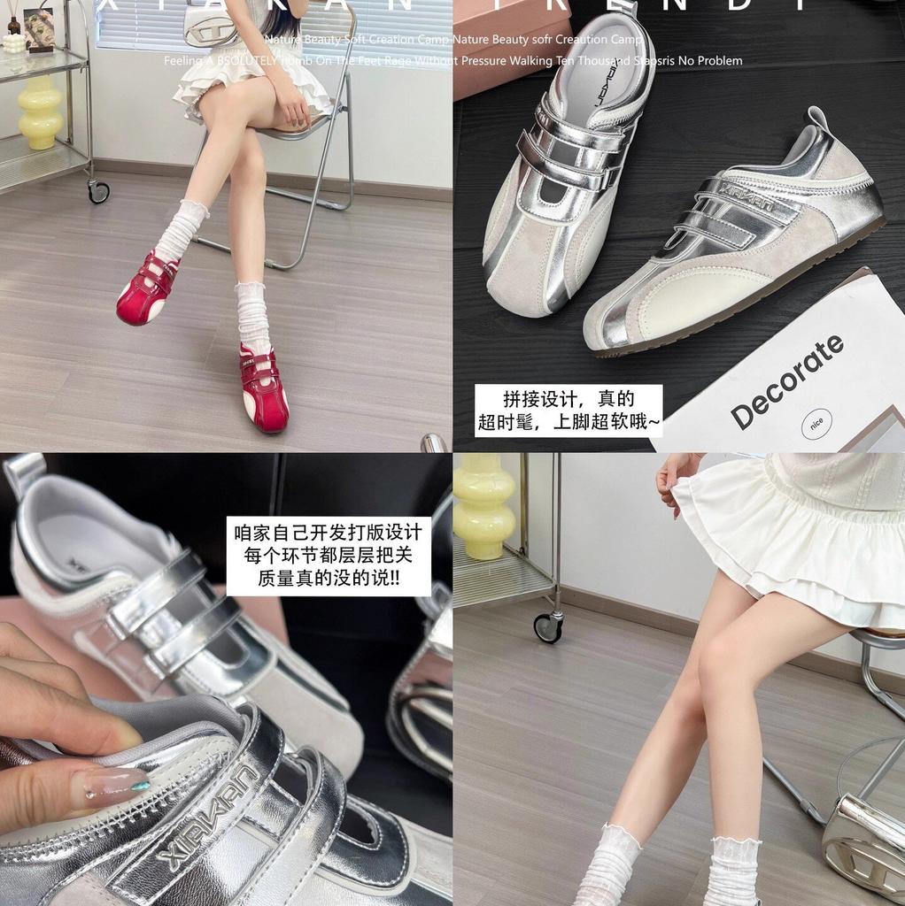 Inner Height Increase 6cm Velcro Hollow Sports Mary Jane Shoes Women's 2025 Spring and Autumn Versatile Casual Moral Training Shoes Tide