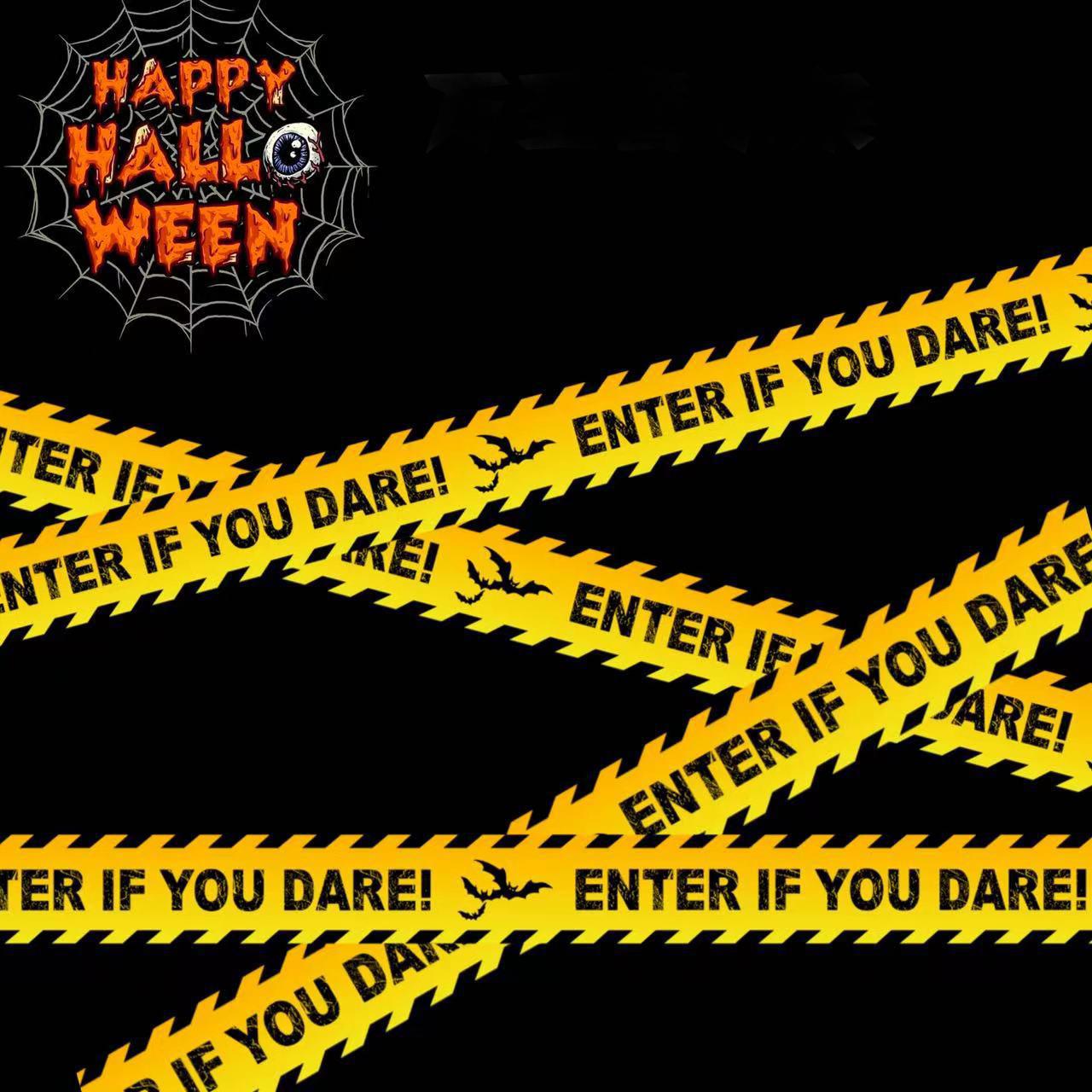 9M Halloween Warning Strip Plastic Isolation Belt Party Haunted House Decoration Horror Atmosphere Warning Line 1pc