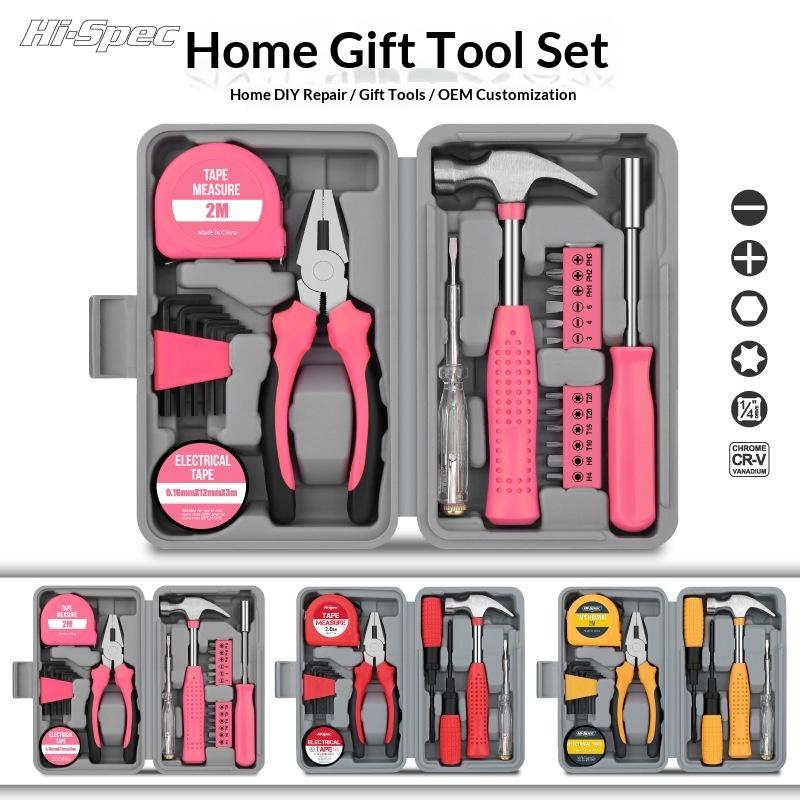 13/24Pcs Diy Tool Kit For Women Mini Home Toolbox Set With Hammer Pliers Wrench Screwdriver Basic Starter Tools