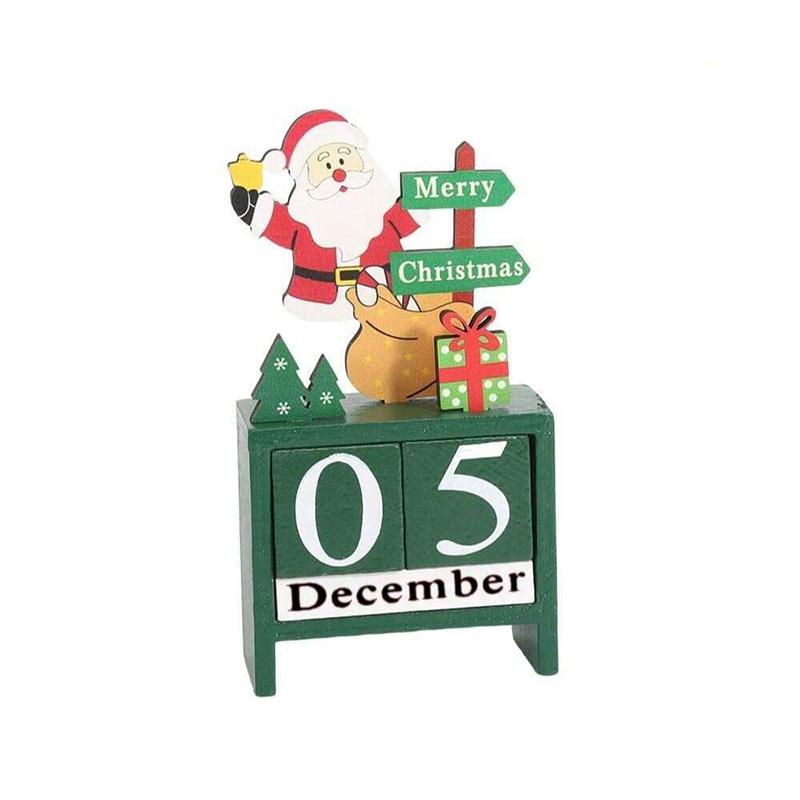S-1Pc DIY Santa Snowman Wooden Christmas Countdown Calendar Tabletop Ornaments Xmas Gifts For Kids Holiday Home Decor