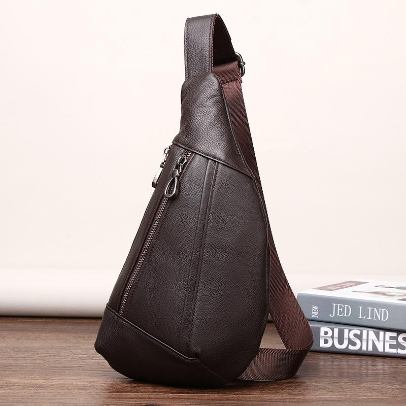 First Layer Cowhide Men S Genuine Leather Breast Bag Casual Men S Mini Chest Bag First Layer Cowhide Trendy Men S Bag Wear-Resistant