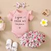 Nuovo Outfit Estivo Stile Fatina Abbigliamento per Bambini Tuta con Pantaloncini Set Abbigliamento Estivo Floreale Dolce Piccola Principessa