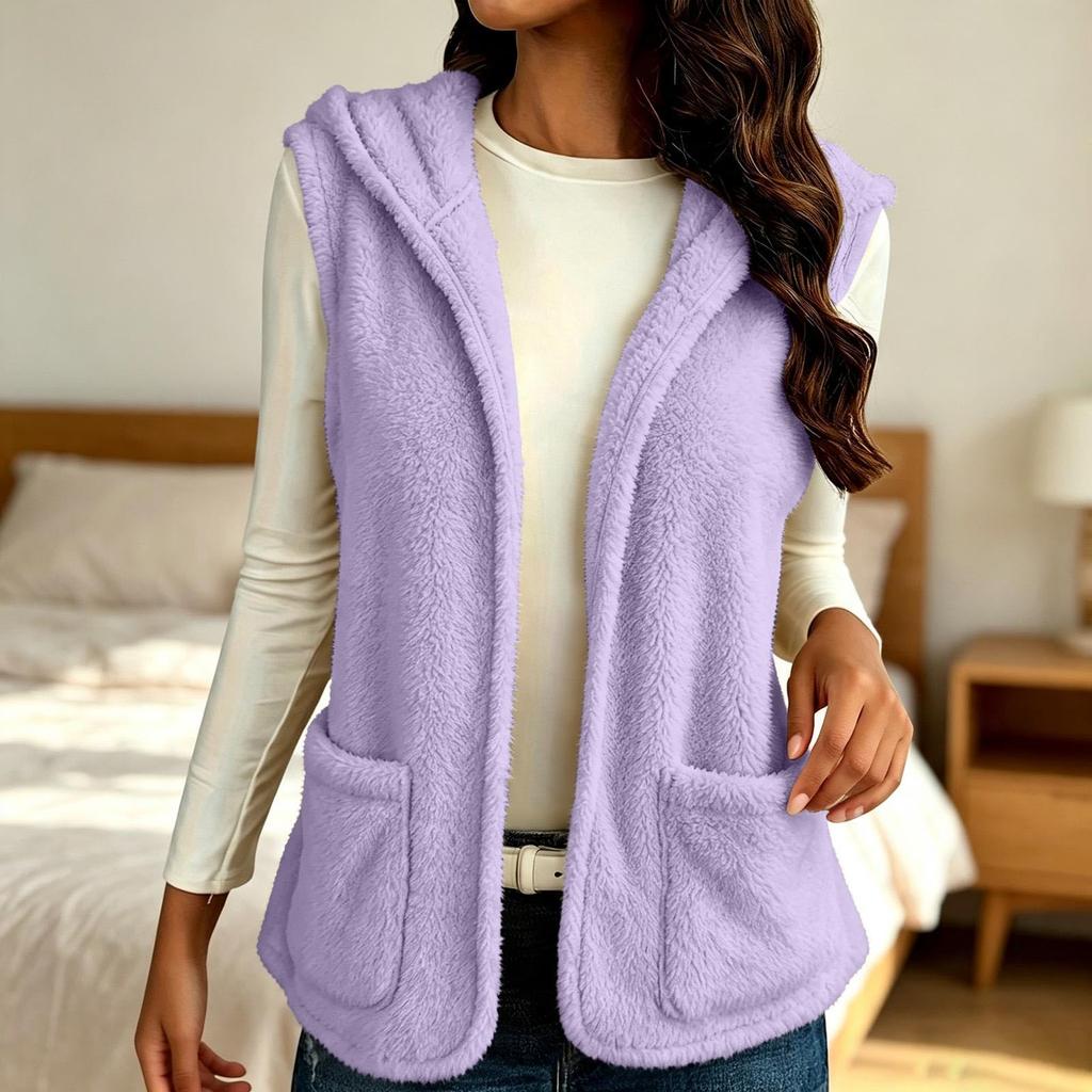 Gilet Casual da Donna con Cappuccio e Tasche