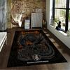 Black Dragon On Skulls Dark Fantasy Orange Fire Art soft floor mat for home living space grunge rock band retro print printed wall carpet floor mat