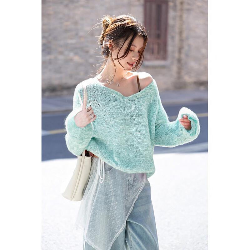 MOKANA Women s Korean Style Relaxed Fit Round Neck Long Sleeve Sweater One Size