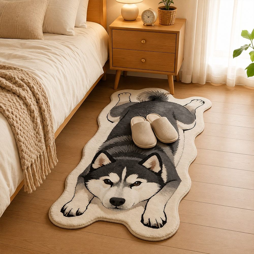 Special-shaped Puppy Print Rug Decorative Carpet Animal Floor Mat Entryway Mat Bedside Floor Decor