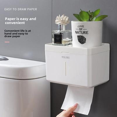 Väggmonterad papperslåda utan borrning, nordisk stil, multifunktionell förvaringslåda för papper, hållare för pappersrulle till badrummet, diverse det