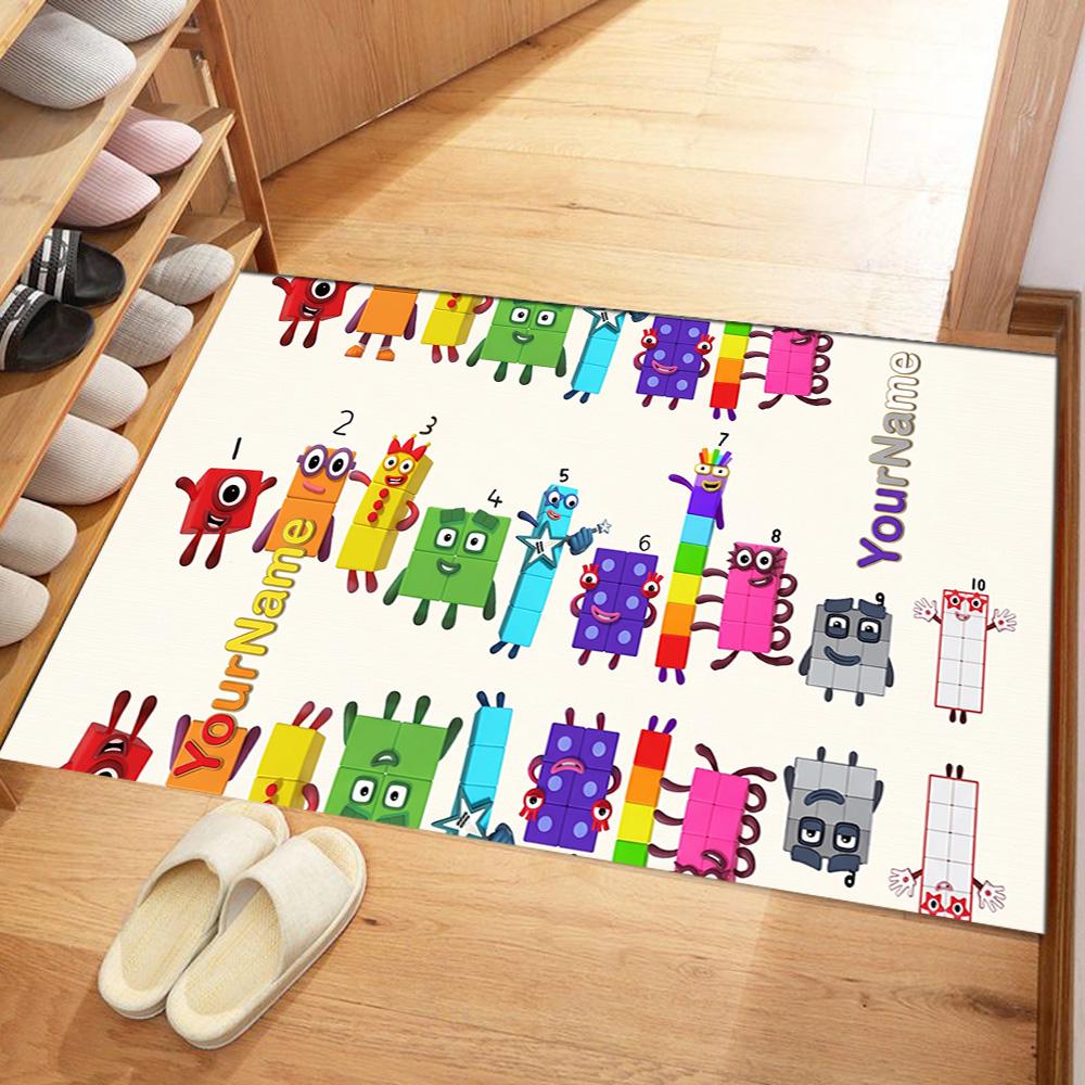 Numberblocks Personalized Name Floor Mat Design for Hallway Living Rooms Foyer Dining Room Antislip Carpet Anime Office Decor Best for Christmas