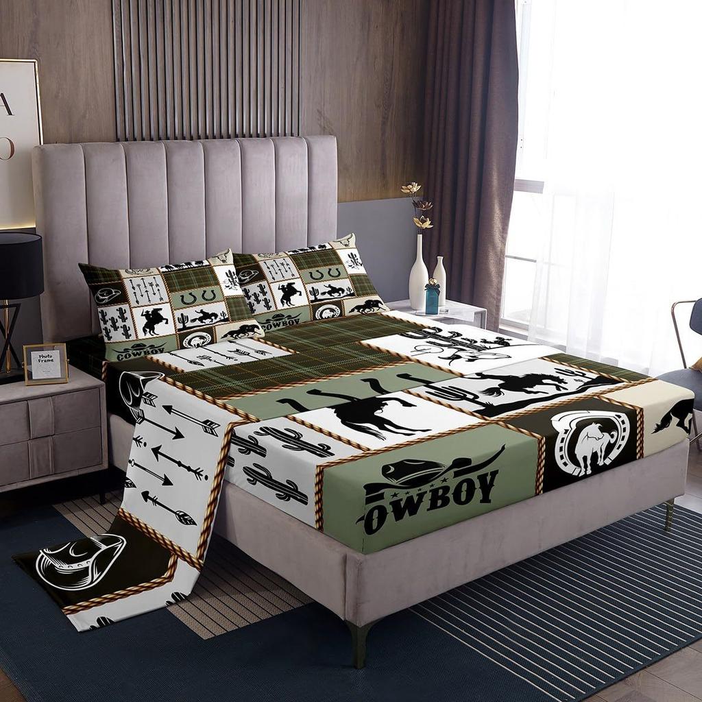 Cute Animal Cartoon Cat Pattern Bed Hat Four-Piece Bedding Set Bedroom Dormitory Bedding Decoration