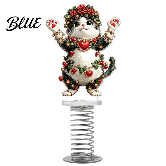 Swing Decorations for Vehicle Dashboard Cute Cat/Dog/Elf Car with Spring Design Double-sided 2D Flat Acrylic Interior Ornaments Stable Self Adhesive