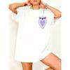 Fashion Women T Shirt White Front Print Heart Eye Pattern And Text Comfortable for Casual Wear
