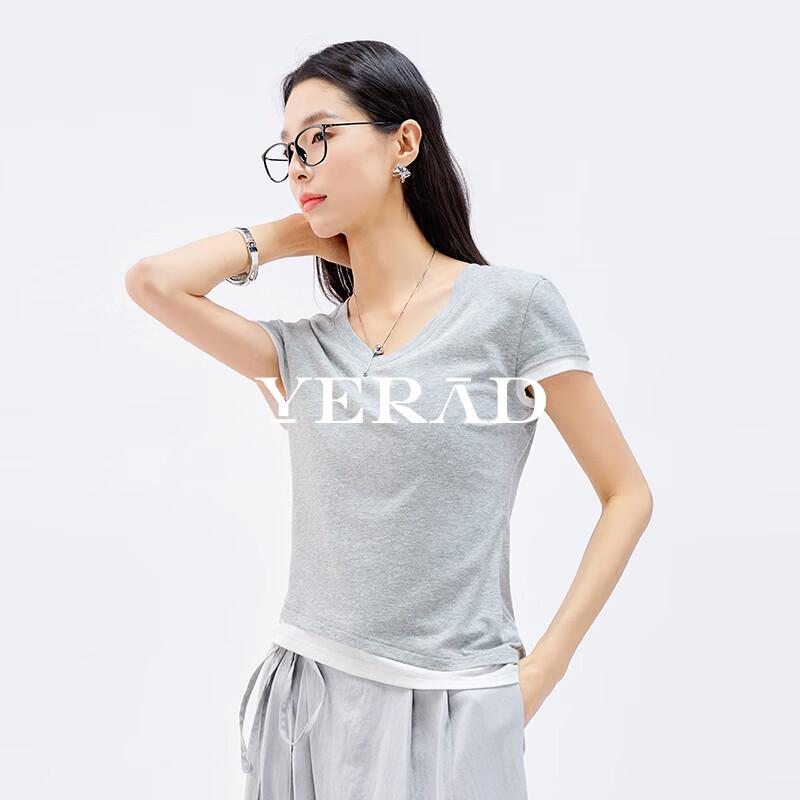 YERAD Women s Lyocell Linen Blend V-Neck T-Shirt L